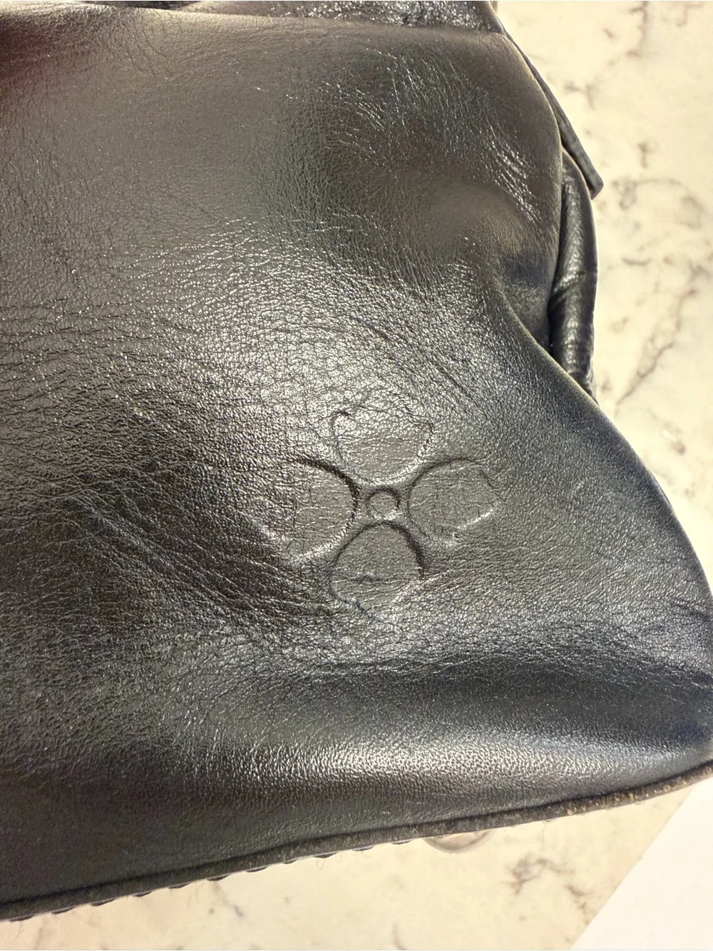 Patricia Nash 10th Anniversary Black Leather Satchel Top Handle Bag